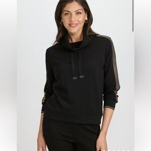 Laura Turtleneck Funnel Neck Sweater Sweatshirt Stone Detail Black